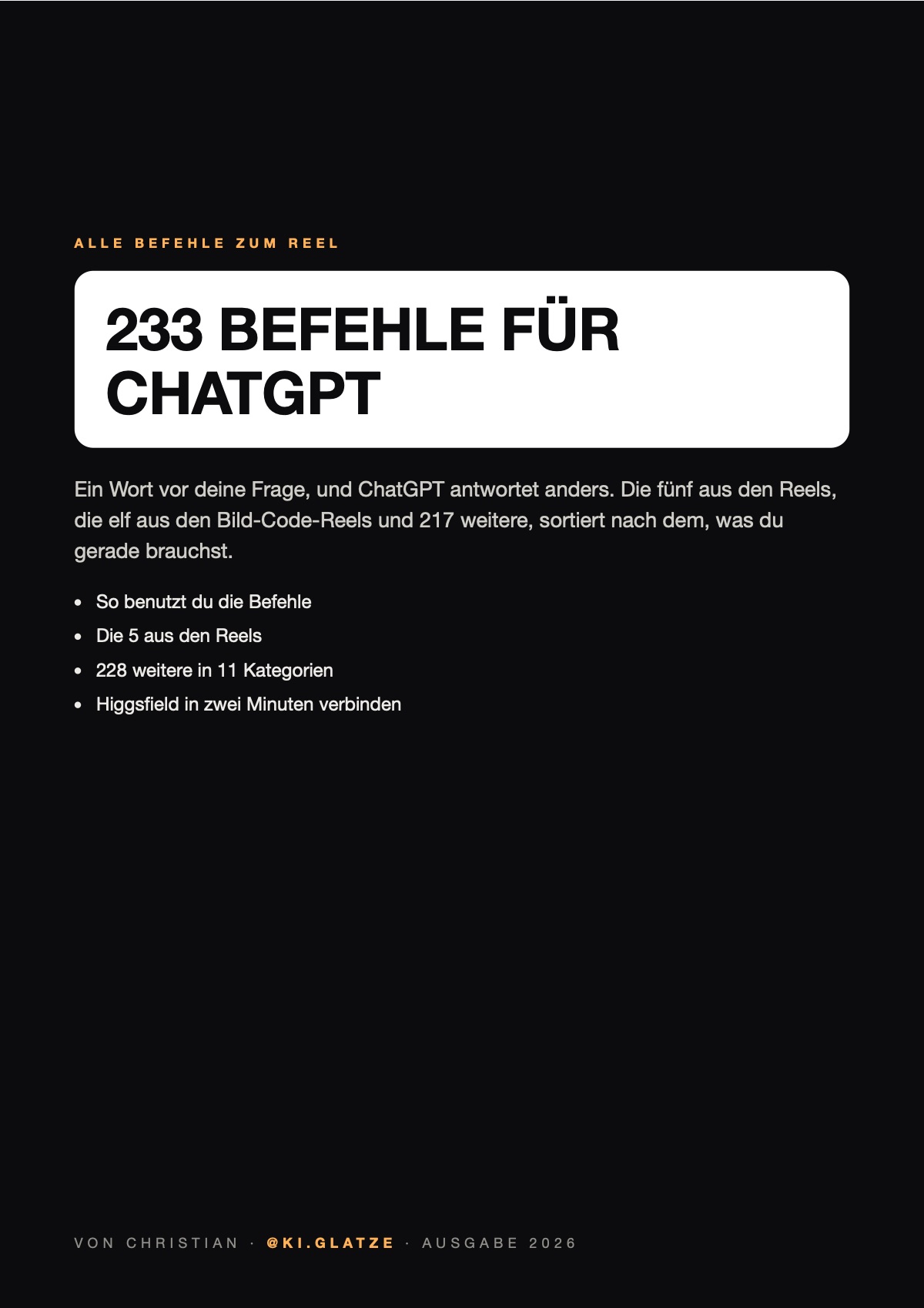 Titelseite des Guides „233 ChatGPT-Befehle“