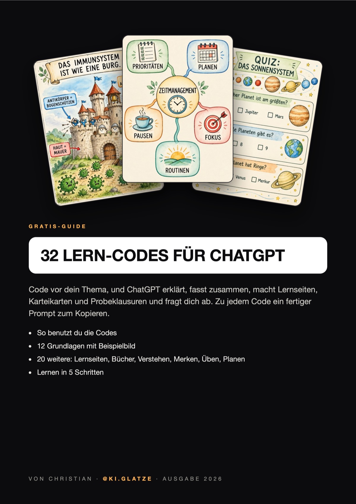 Titelseite des Guides „32 Lern-Codes“