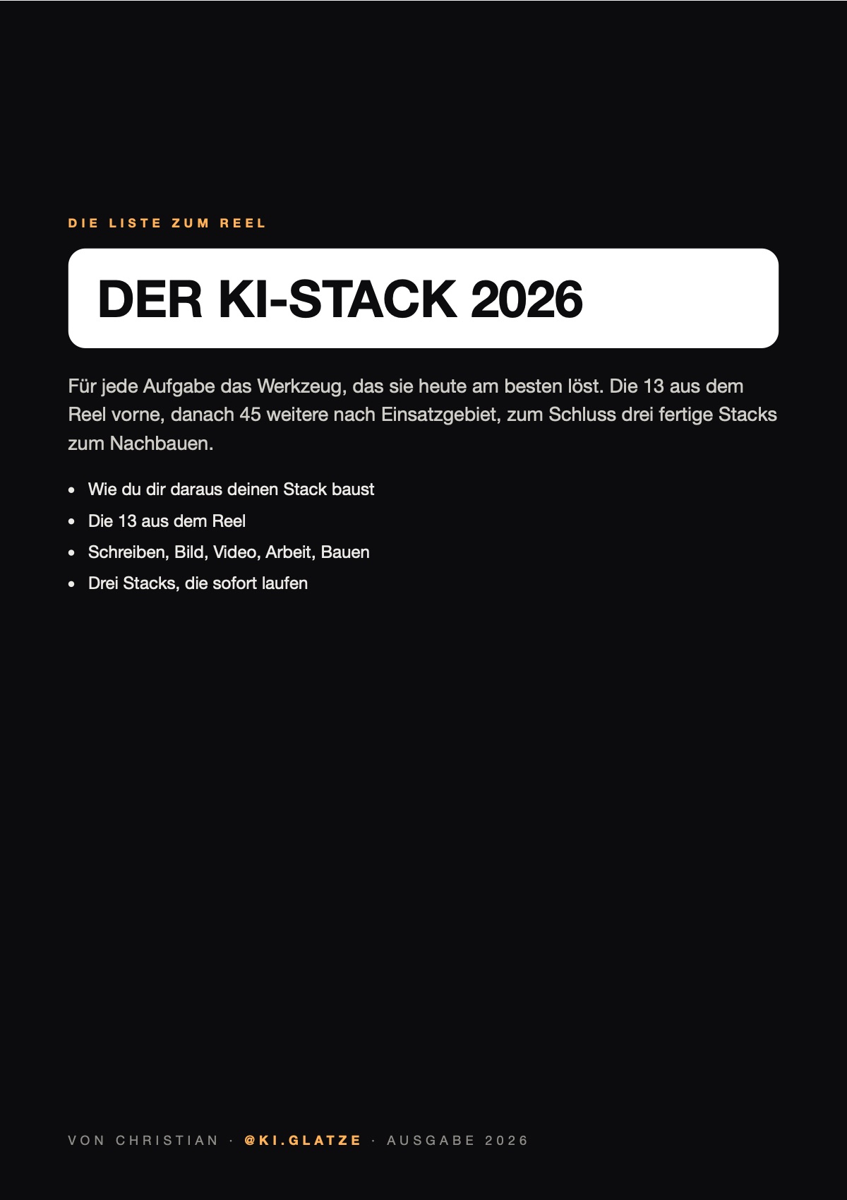 Titelseite des Guides „KI-Stack 2026“